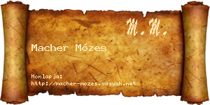 Macher Mózes névjegykártya